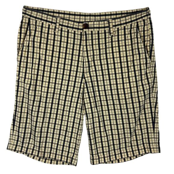 An Original Penguin Men’s Cotton Shorts |Muted Yellow & Blue Plaid |Size 36 - Picture 1 of 10